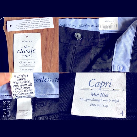 NEW CROFT & BARROW Capri Pants Black Size 4 Women’s - Picture 6 of 16